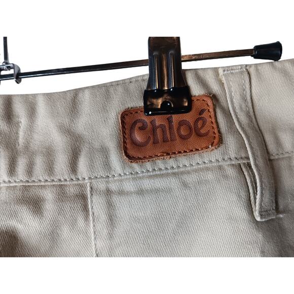 Chloé Beige Cotton Straight Leg Pants Women’s IT 36 High Rise Italy Holiday Gift - Picture 8 of 14